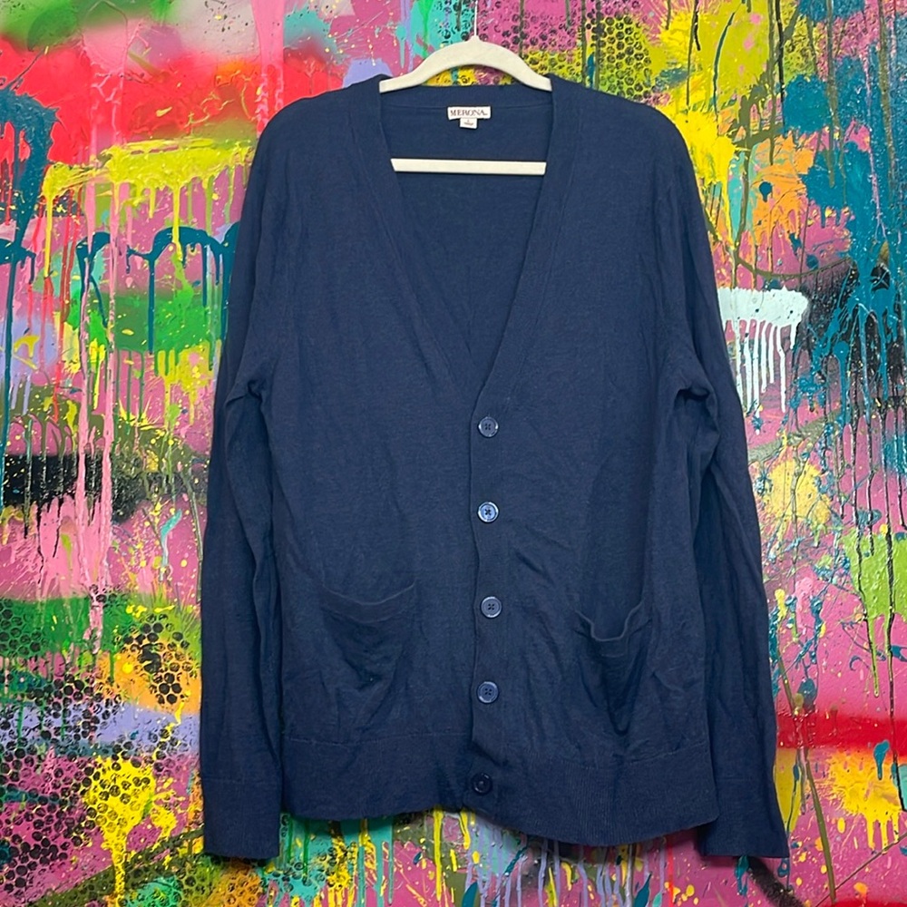 Merona Cardigan 3 button Sweater Navy Blue Men’s Large
